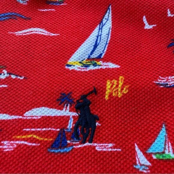 Polo Ralph Lauren Big Boys Sailboat Mesh Polo Shirt Red – Size 5 NWT - Picture 4 of 17